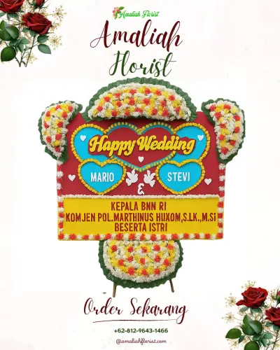 Karangan Papan Bunga Pernikahan di Purwadadi